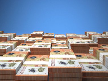Money of Nicaragua. Cordoba  bills. NIO banknotes. 20 Spanish. Business, finance, news background. 3d illustration. clipart