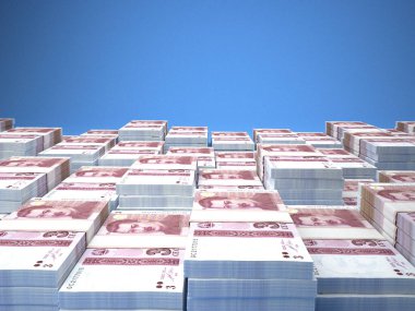 Tacikistan 'ın parası. Somoni faturaları. TJS banknotları. 3 Tacik. İş, finans, haber geçmişi. 3d illüstrasyon.