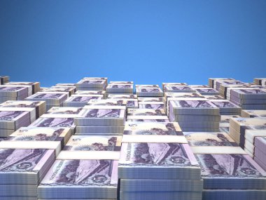 Tonga 'nın parası. Paanga faturaları. Toplam banknotlar. 10 Tongese. İş, finans, haber geçmişi. 3d illüstrasyon.