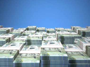 Botswana 'nın parası. Pula banknotları. BWP banknotları. 10 İngilizce. İş, finans, haber geçmişi. 3d illüstrasyon.