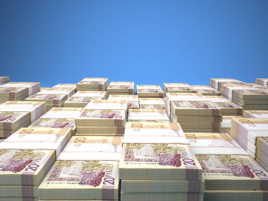 Beyaz Rusya 'nın parası. Beyaz Rusya rublesi banknotları. BYN banknotları. 20 Belaruslu. İş, finans, haber geçmişi. 3d illüstrasyon.