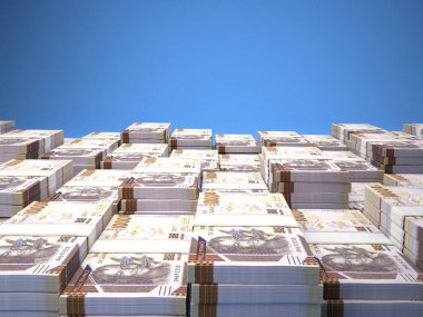 Gine parası. Frank faturaları. GNF banknotları. 1000 Fransız. İş, finans, haber geçmişi. 3d illüstrasyon.