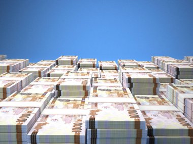 Gine parası. Frank faturaları. GNF banknotları. 1000 Fransız. İş, finans, haber geçmişi. 3d illüstrasyon.