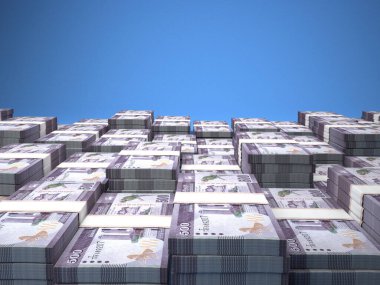Sri Lanka 'nın parası. Rupi faturaları. LKR banknotları. 500 Sinhala. İş, finans, haber geçmişi. 3d illüstrasyon.