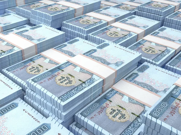 Myanmar Parası Kyat Faturaları Mmk Banknotları 1000 Birmanyalı Finans Haber — Stok fotoğraf