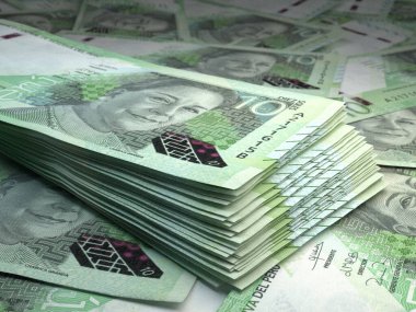 Peru 'nun parası. Peru sol faturaları. PEN banknotları. 10 sol. İş, finans, haber geçmişi. 3d illüstrasyon.