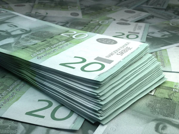Dinero Serbia Billetes Dinar Serbio Billetes Rsd Dinares Negocios Finanzas — Foto de Stock