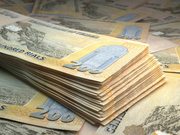 Money Yemen Rial Bills Yer Banknotes 200 Arabic Business Finance — Stock Photo, Image