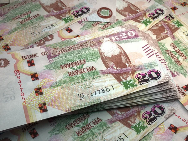 Geld Aus Sambia Kwacha Rechnungen Zmw Scheine Bemba Unternehmen Finanzen — Stockfoto