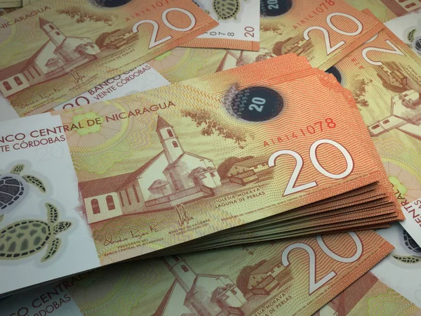 Geld Van Nicaragua Cordoba Rekeningen Nio Bankbiljetten Spaans Zaken Financiën — Stockfoto