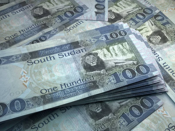 Dinheiro Sudão Sul Notas Libra Notas Pup 100 Ingleses Negócios — Fotografia de Stock