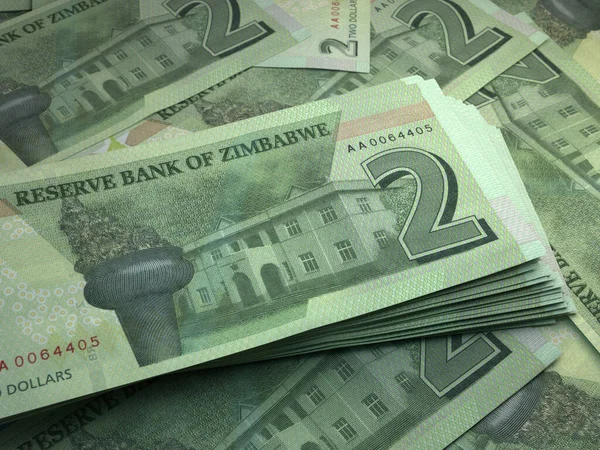 Dinheiro Zimbabué Notas Dólar Zimbabué Notas Zwl Dois Dólares Negócios — Fotografia de Stock
