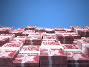 Gana 'nın parası. Ghanian cedi faturaları. GHS banknotları. 1 cedis. İş, finans, haber geçmişi. 3d illüstrasyon.