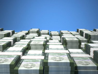 Liberya 'nın parası. Dolar banknotları. LRD banknotları. 100 İngiliz. İş, finans, haber geçmişi. 3d illüstrasyon.