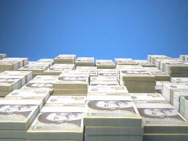 Sırbistan 'ın parası. Sırp dinarı faturaları. RSD banknotları. 10 dinar. İş, finans, haber geçmişi. 3d illüstrasyon.
