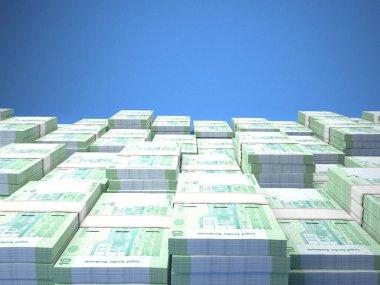 Sudan 'ın parası. Sudan sterlinli banknotlar. SDG banknotları. 5 kilo. İş, finans, haber geçmişi. 3d illüstrasyon.