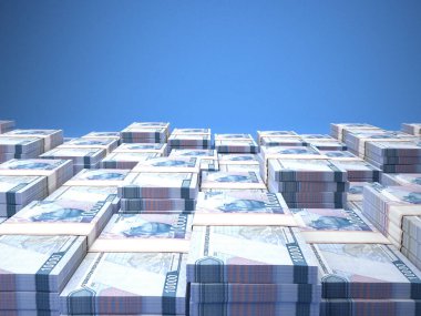 Özbekistan 'ın parası. Som faturaları. UZS banknotları. 10000 Özbek. İş, finans, haber geçmişi. 3d illüstrasyon.