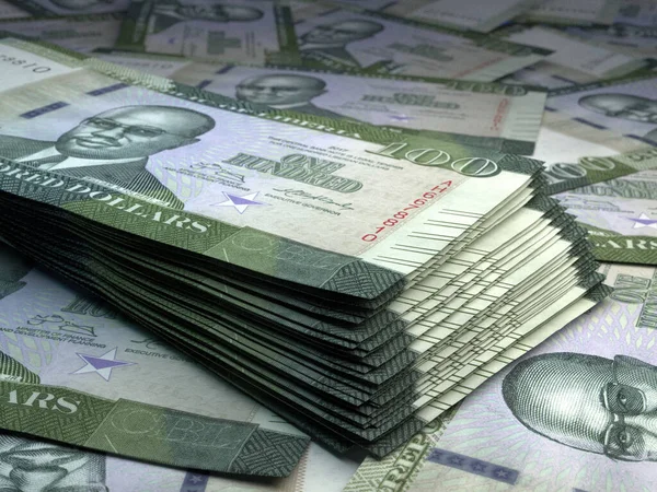 Money Liberia Dollar Bills Lrd Banknotes 100 English Business Finance — Stock Photo, Image