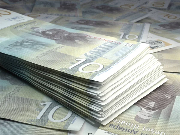 Dinero Serbia Billetes Dinar Serbio Billetes Rsd Dinares Negocios Finanzas — Foto de Stock