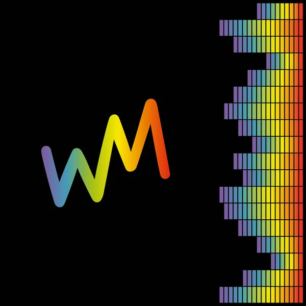 Reproductor de música de pulso sobre fondo negro. Cartel con ecualizador de arco iris. Audio colorido diseño de onda sonora. Ilustración de forma de onda de medios digitales Jpeg —  Fotos de Stock