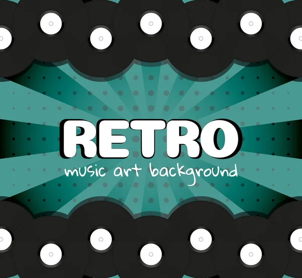 Poster van vinyl speler plaat. Retro muziek plastic schijven achtergrond. Vintage schijfsjabloon banner. Vector — Stockvector