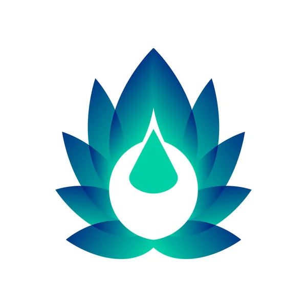 Stilisierte Lotusblume mit Wassertropfen als Öko-Konzeptpflege von Natur aus. Floral Design Emblem, Logo, Etikett für Wellness-Industrie, Wellness-oder Schönheitssalon. Jpeg Lotus Logo Vorlage, isoliert auf weiß — Stockfoto