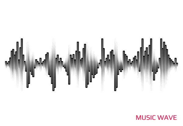 Black music player logo. Stylized wave lines element. Vector sound pulse equalizer icon. Modern digital audio concept — Stockvector