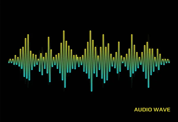 Logo de frecuencia de onda de música moderna. Tecnología de audio digital. Líneas de onda estilizadas, elementos de diseño. vector abstracto colorido pulso ecualizador fondo — Vector de stock