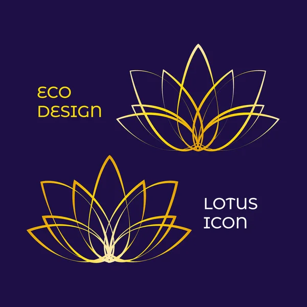 Loto Lineal Logotipo Flor Etiqueta Vectorial Para Industria Del Bienestar — Vector de stock