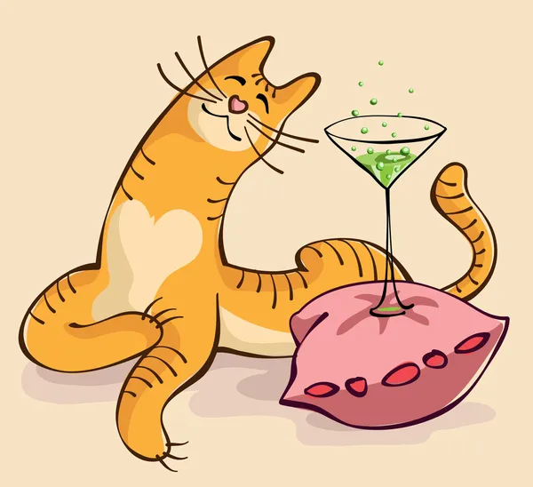 Cat with a glass — Stock Vector