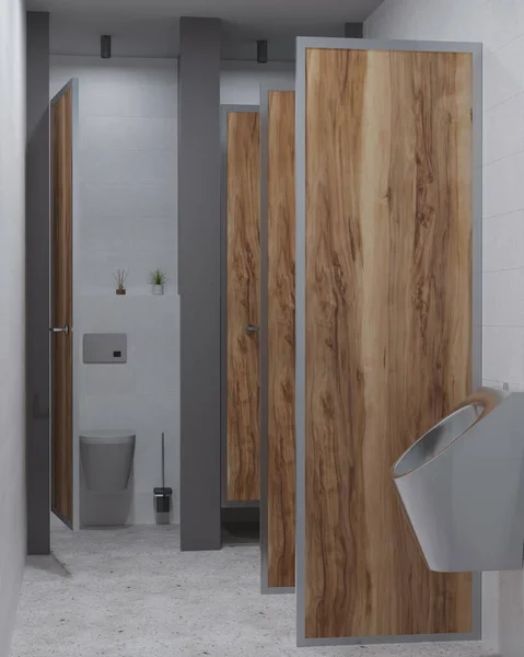 Renderização Banheiro Masculino Com Design Interiores Urinários — Fotografia de Stock