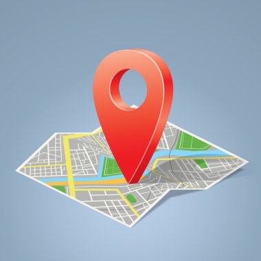 renk etiket, nokta işareti ile katlanmış harita.