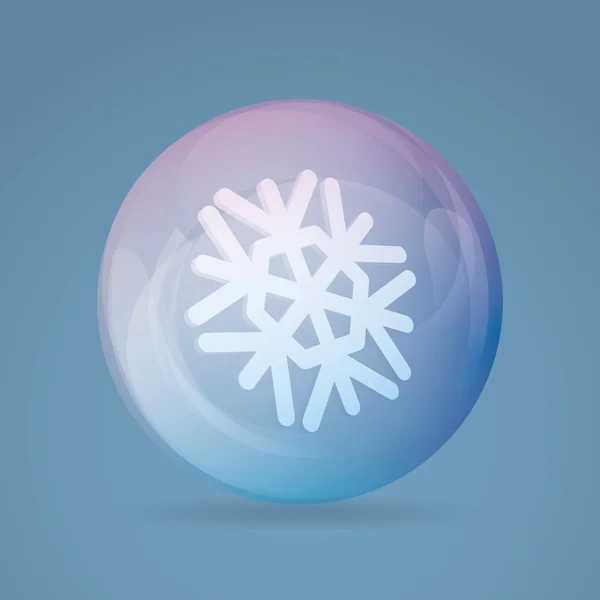 Floco de neve dentro de bola colorida . — Vetor de Stock