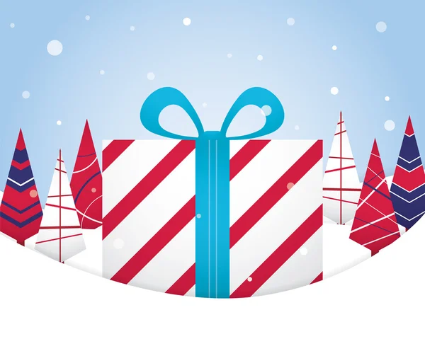 Noel hediye kar whith fit-ağaç üzerinde vektör