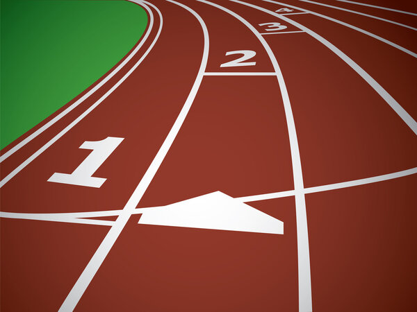 Start Track. Lines On a Red Running Track. Vector