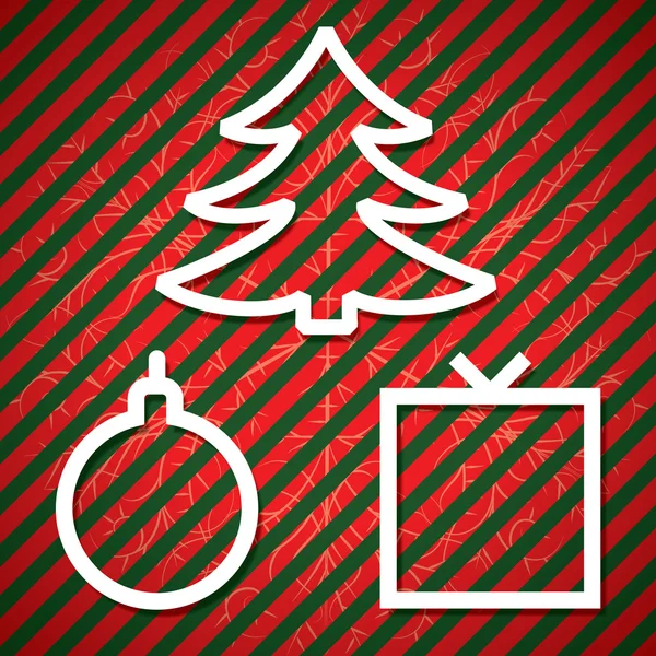 Fondo de Navidad con Fit-Tree, Pelota, Regalo . — Vector de stock