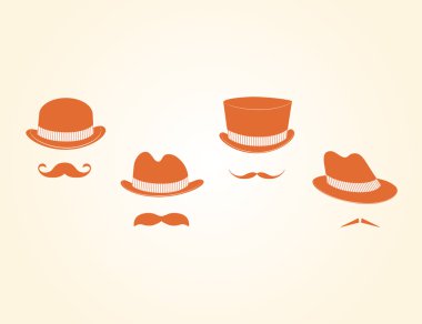 Vector Collection of Vintage Hats And Mustaches clipart