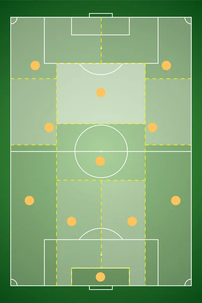 Fußball-Taktik-Tabelle. Positionsspieler auf dem Feld — Stockvektor