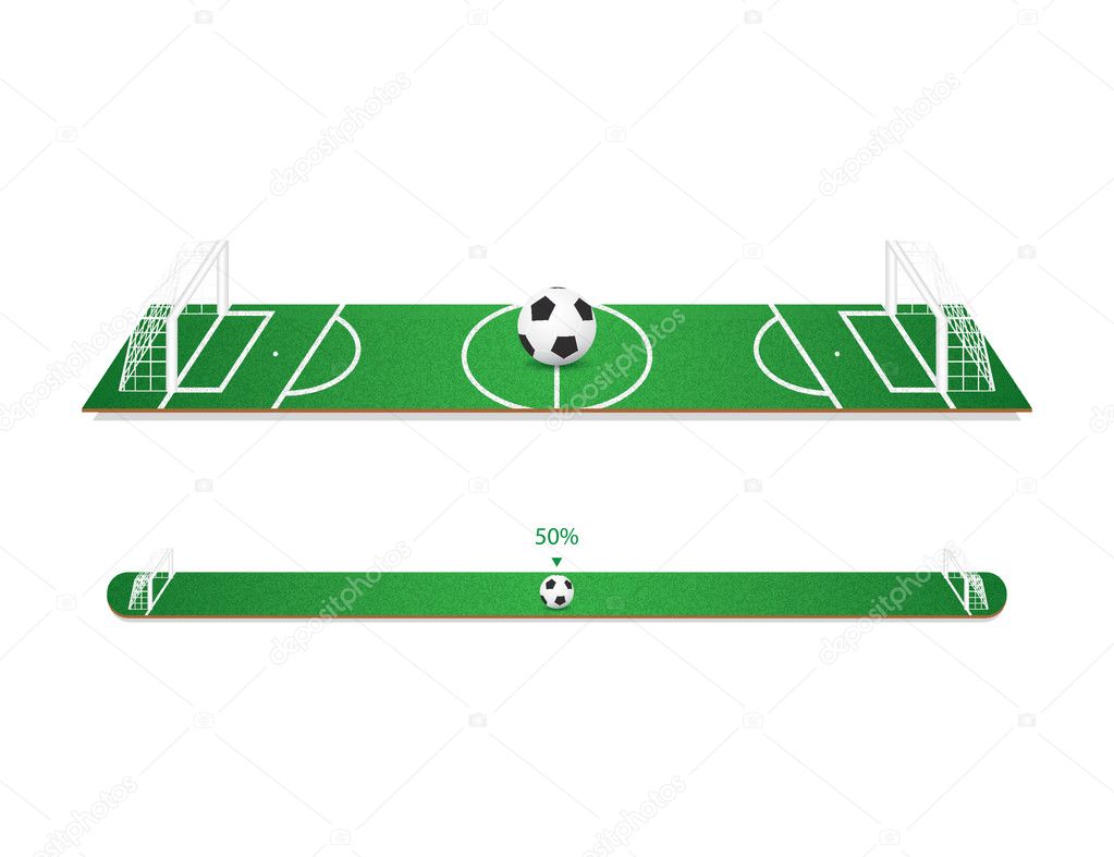 Green soccer field with status bar element. Vector illustration