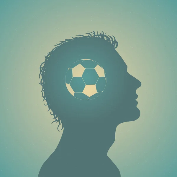 Il calcio nella mente. Illustrazione vettoriale — Vettoriale Stock