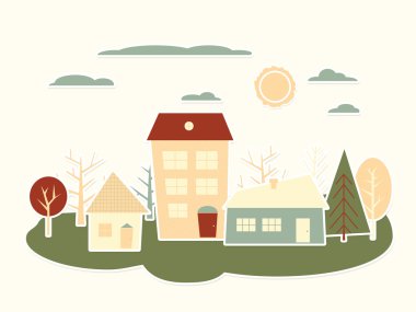 renkli karikatür şehir manzarası. kağıt kesme