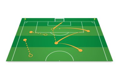 Yeşil futbol sahası ile taktik tablo. vektör çizim.