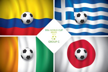 Brezilya 2014 grup c. vektör bayrağı gölge ile. word Kupası.
