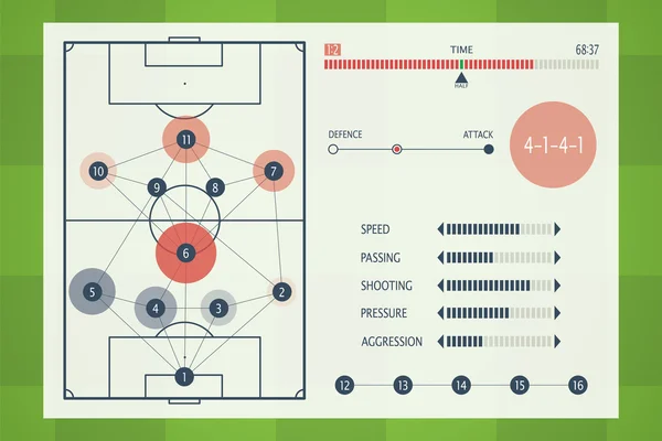 Користувацький інтерфейс футбольної тактичної таблиці. Векторні ілюстрації — стоковий вектор