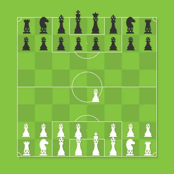 Quadro de xadrez com xadrez Figura Estilizado Futebol Táctico Mesa —  Vetores de Stock