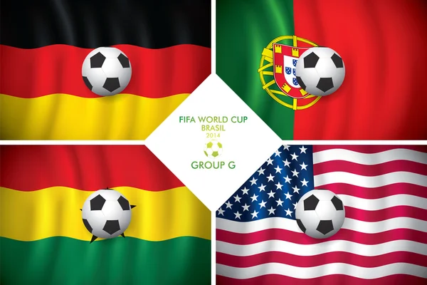 Brazilië 2014 groep g. vector vlag met schaduw. FIFA woord cup. — Stockvector