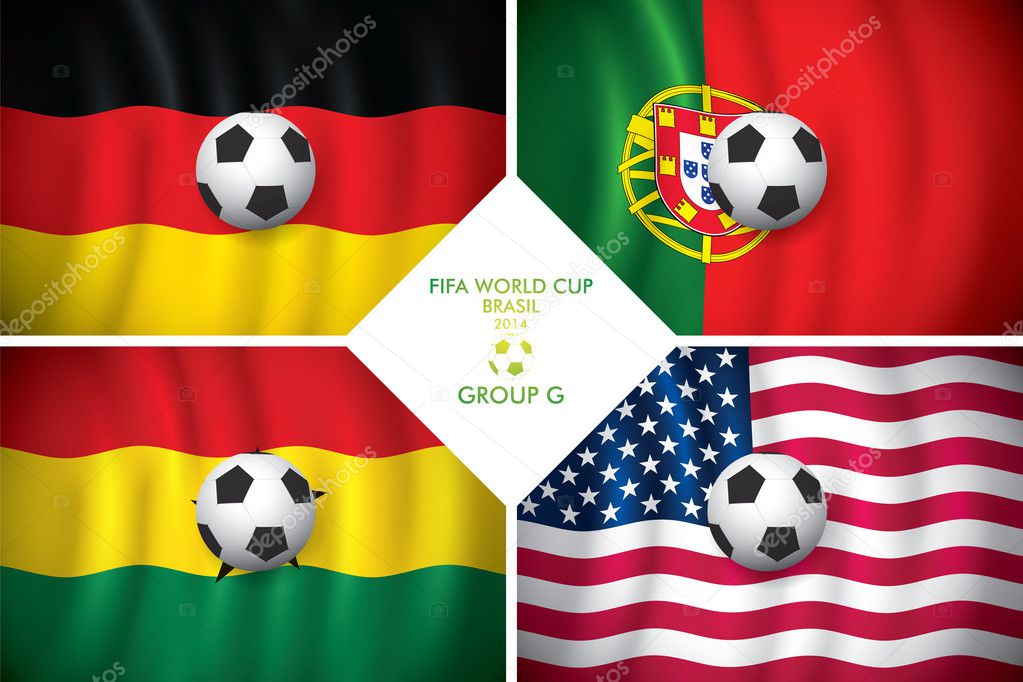 Brazil 2014 group G. Vector flag with shadow. FIFA word cup.