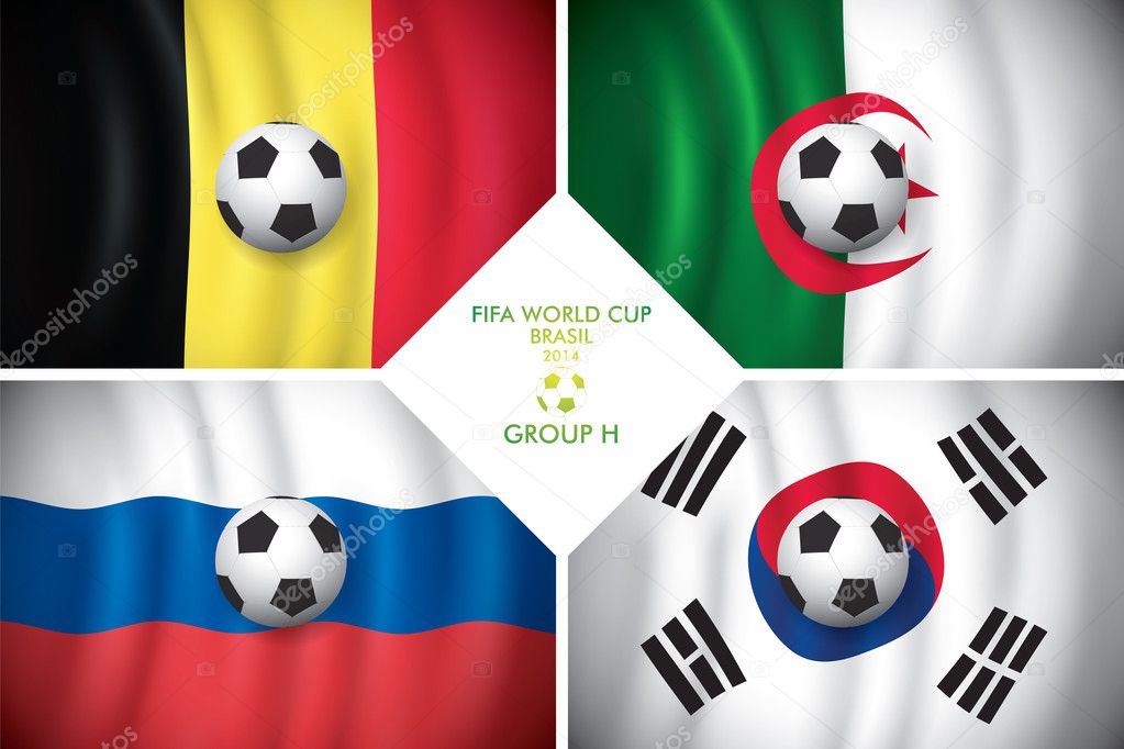 Brazil 2014 group H. Vector flag with shadow. FIFA word cup.