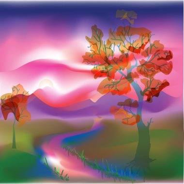 Çayırda günbatımı