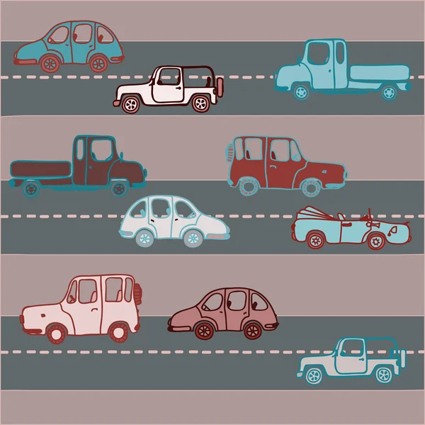 The cars on the roads in city — Stock Vector